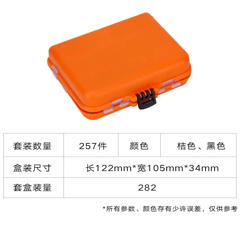 Weihe 257 piece fishing lure accessories kit in ABS plastic storage box for Texas, sea and rock fishing