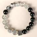 Chinese style geometric crystal couple bracelet in khaki, 10mm size, polished finish.
