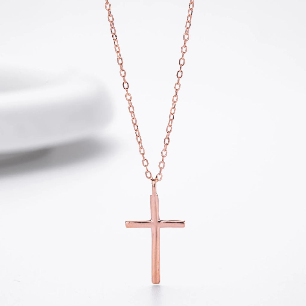 S925 sterling silver cross pendant necklace with adjustable 41-50cm chain