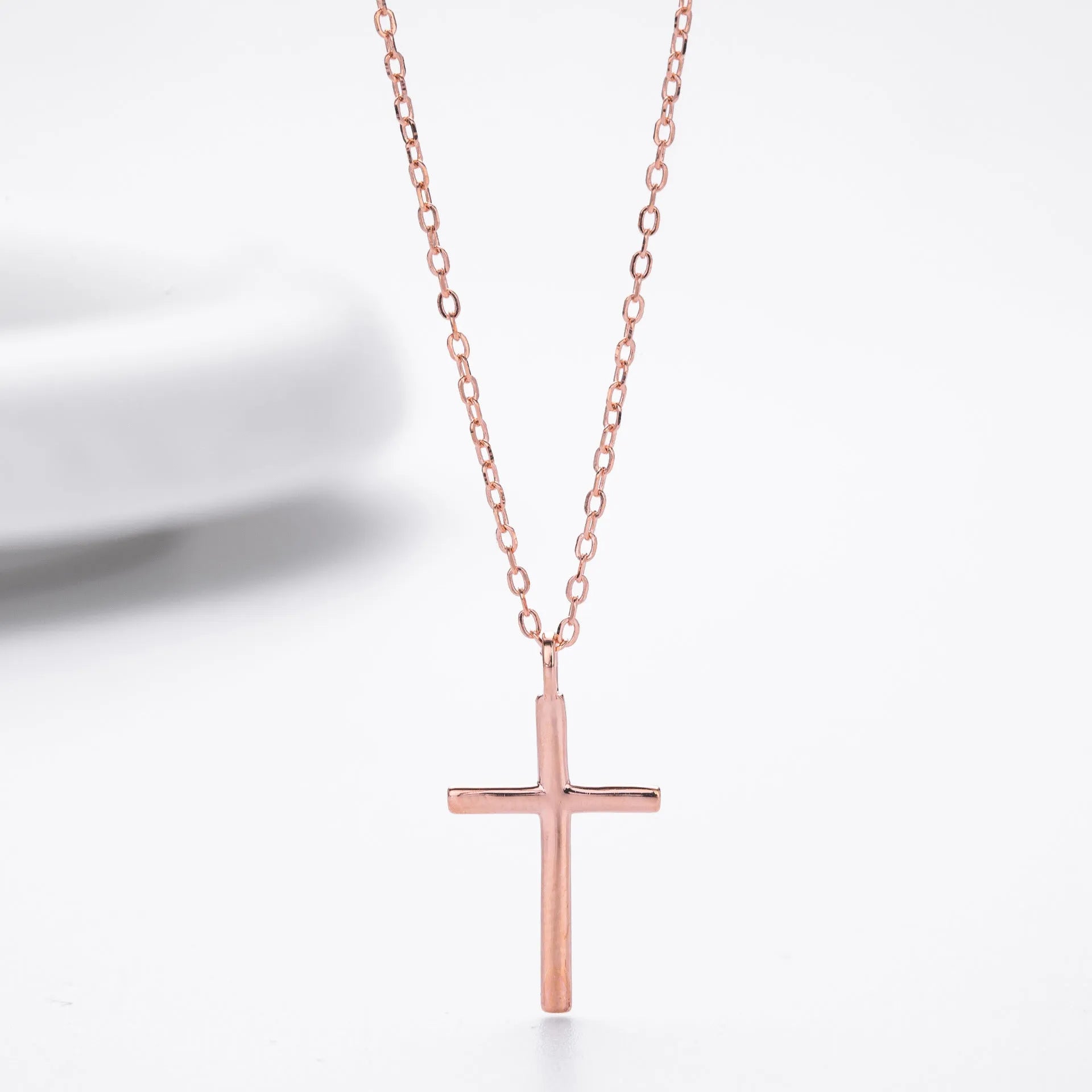 S925 sterling silver cross pendant necklace with adjustable 41-50cm chain