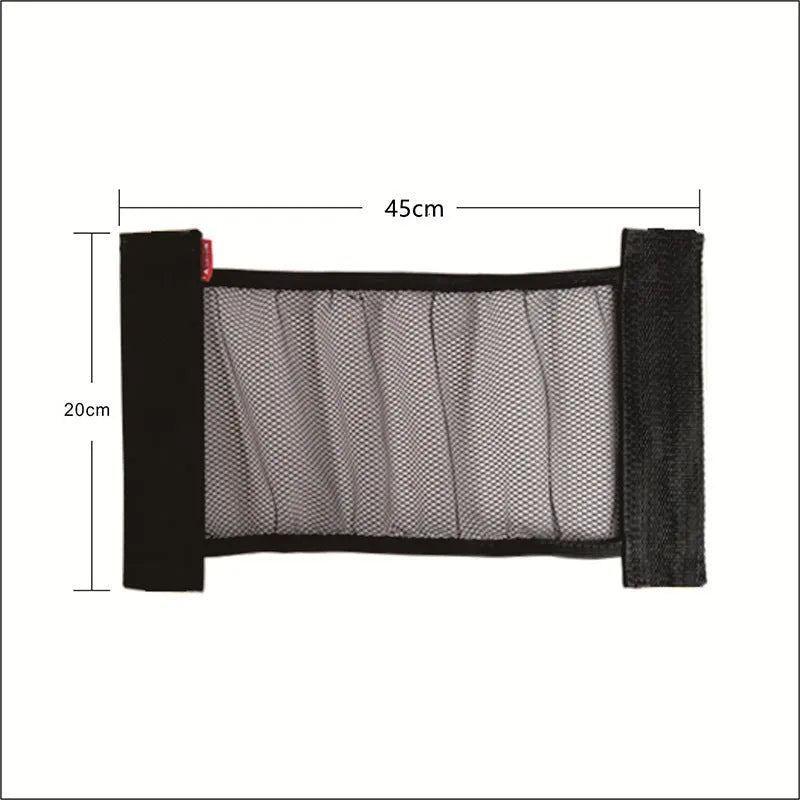 Durable polyester elastic storage net for a car boot, shown in 20x45cm size.