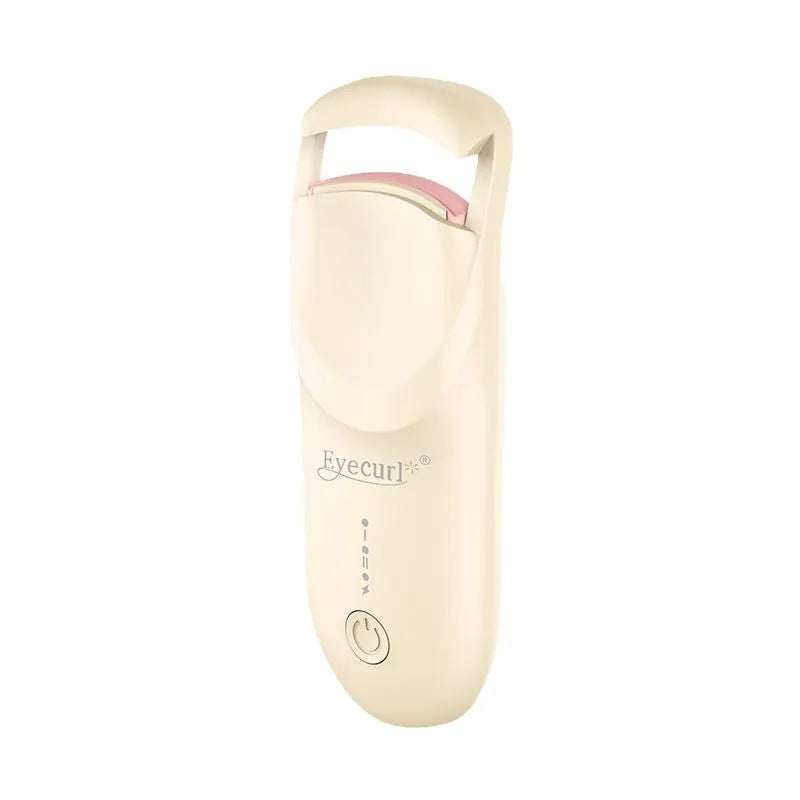 Electric heating eyelash curler in plastic construction with USB charging cable