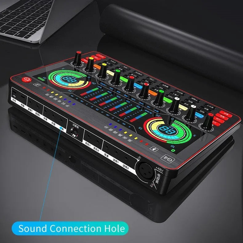 G4 professional sound card set with capacitance microphone, LCD display and remote control for live audio broadcasting