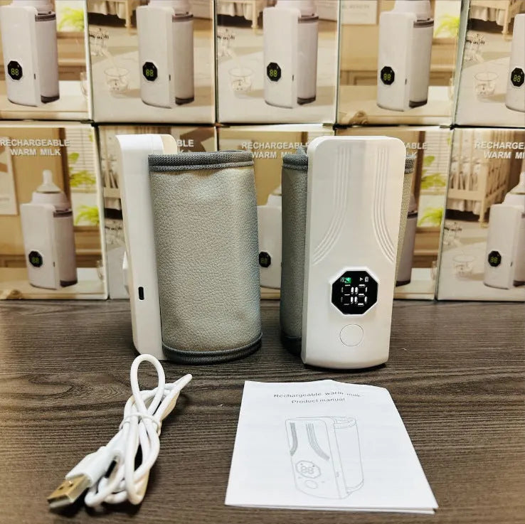 Grey and white car charger electric milk warmer with 36W power supply