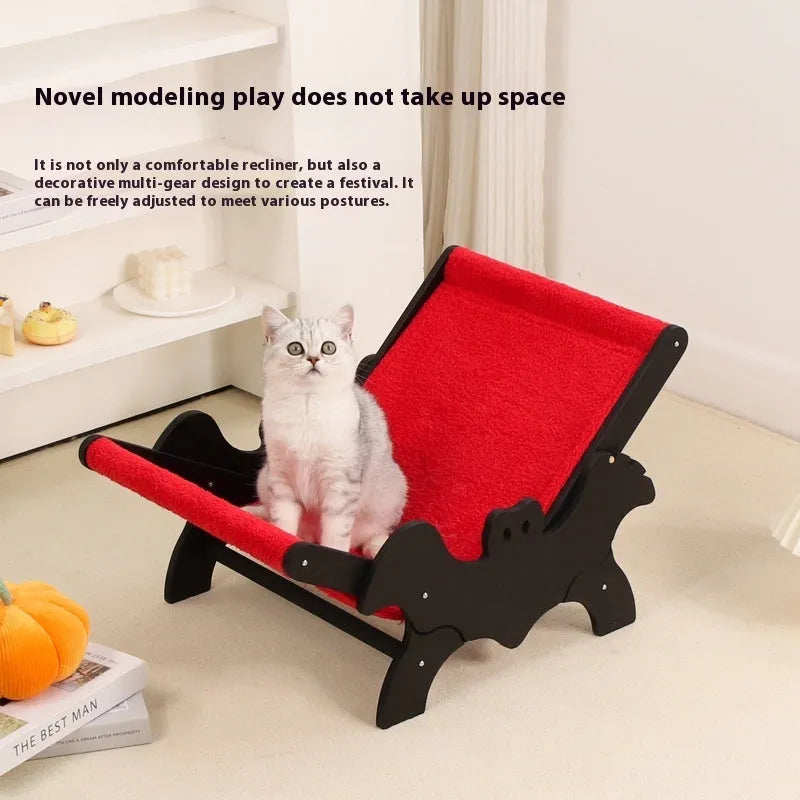MW-054 wooden frame cat recliner bed in black or red Halloween colours