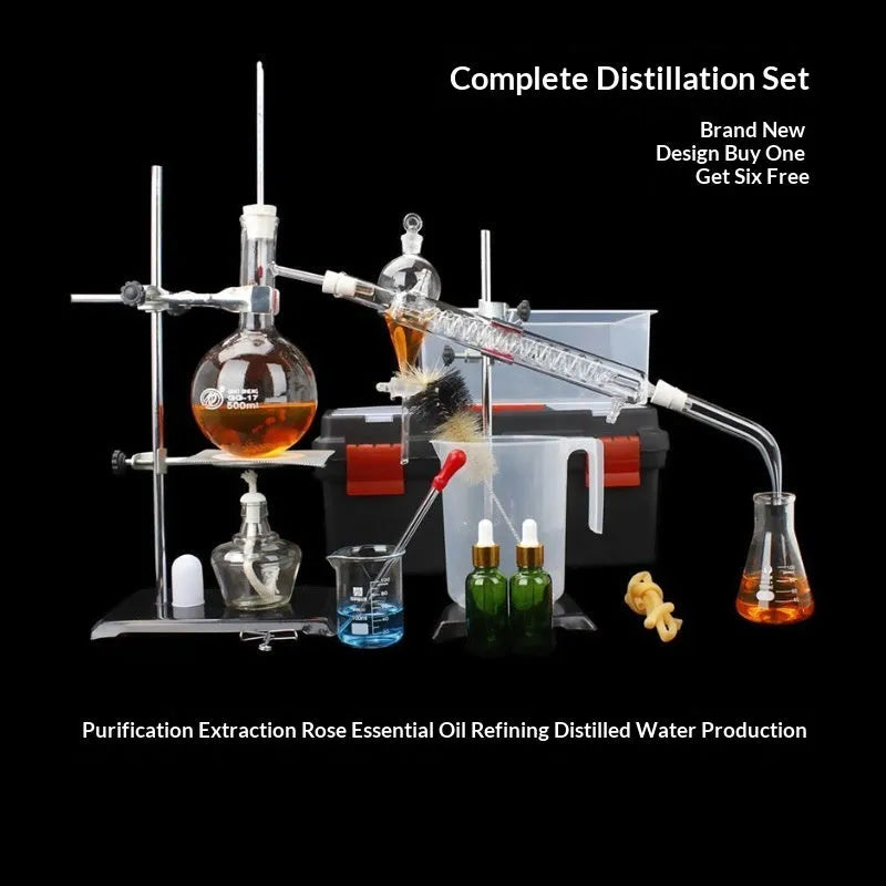 500ml glass essential oil distillation kit in portable toolbox edition for home use