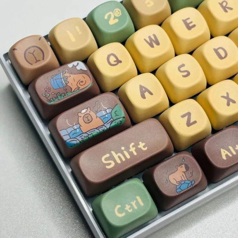 Capabala mechanical keyboard keycap set with colourful MOA anime design on 130 ABS keycaps