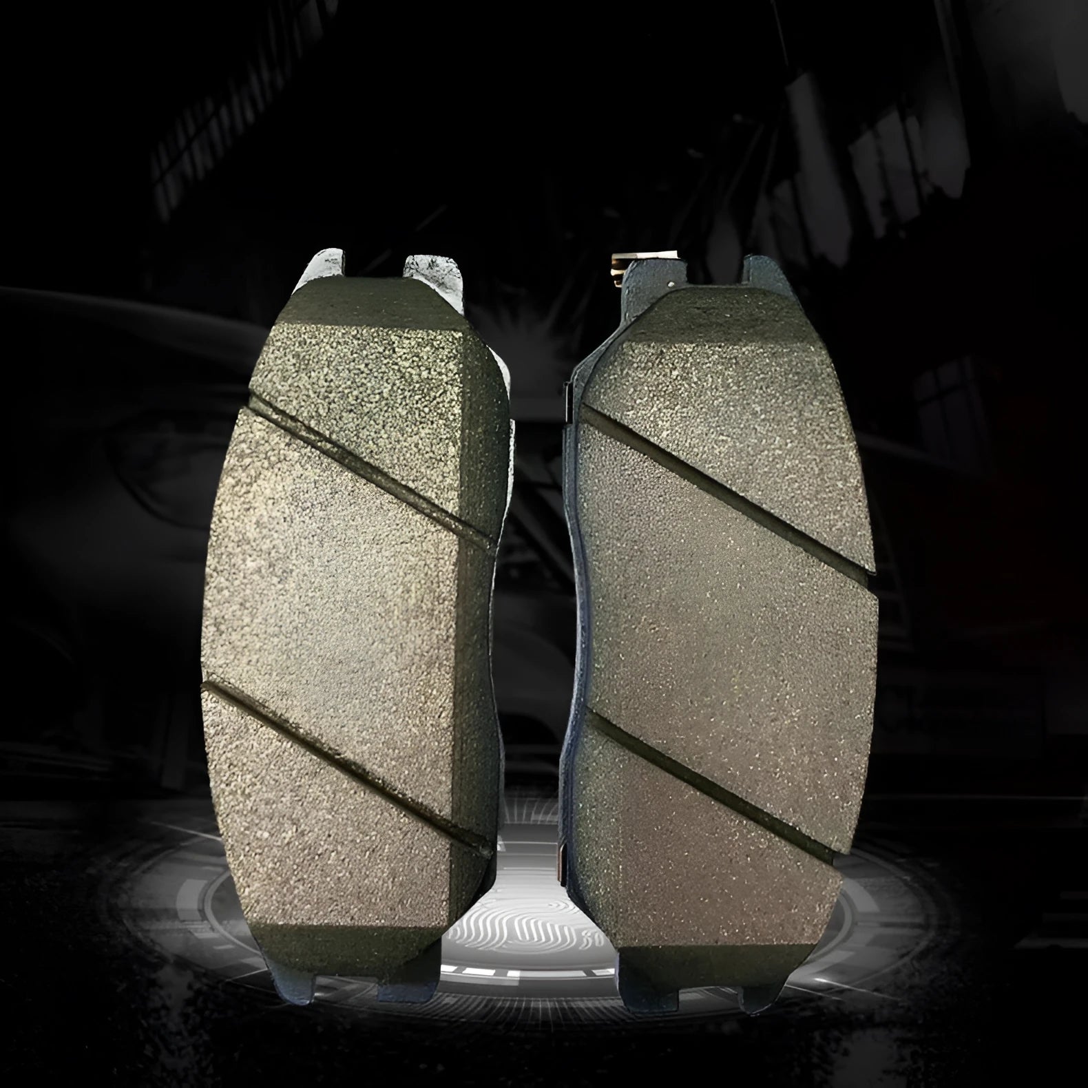 Aiteng Kyron Rester brake pad unit with metal backing plate, part numbers 4813009A10 and 4813008BA0