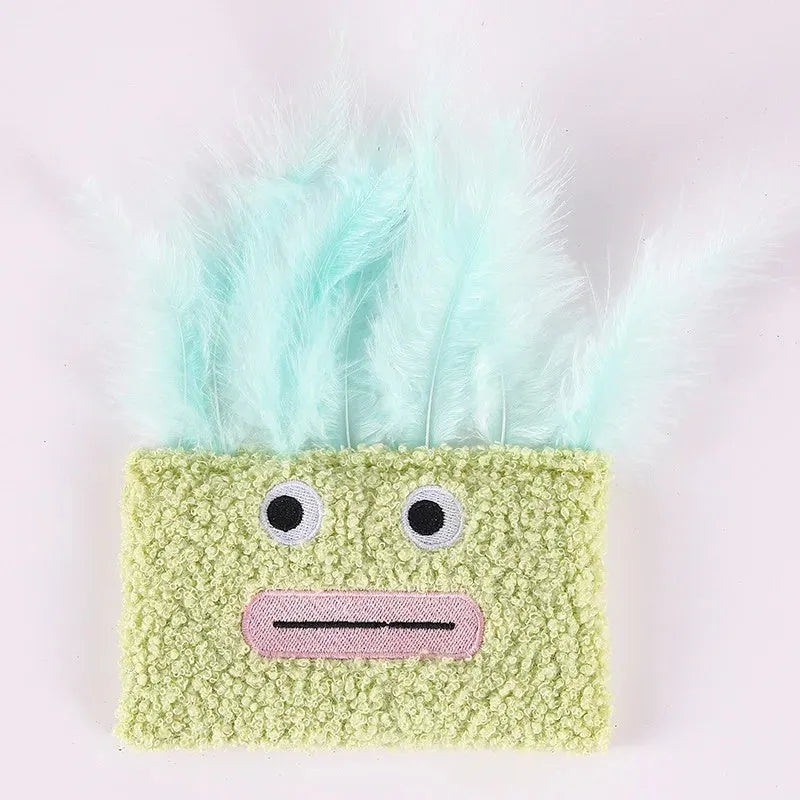 Big mouth explosion head shaped catnip plush toy in blue, green, orange or purple colours