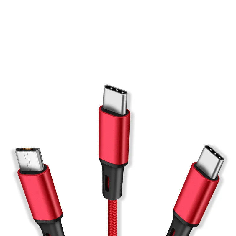 1.2-metre three-in-one braided charging cable in multiple colour options