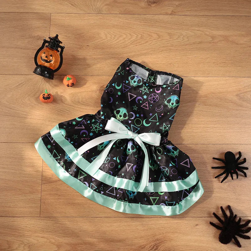 Halloween dog skirt with colourful pumpkin print for medium-sized dogs