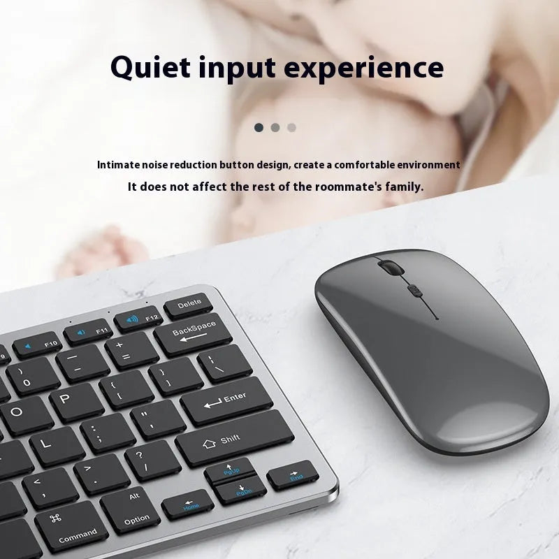 Ultra-thin wireless keyboard and mouse combo in black, gun colour, or silver with protective keyboard cover