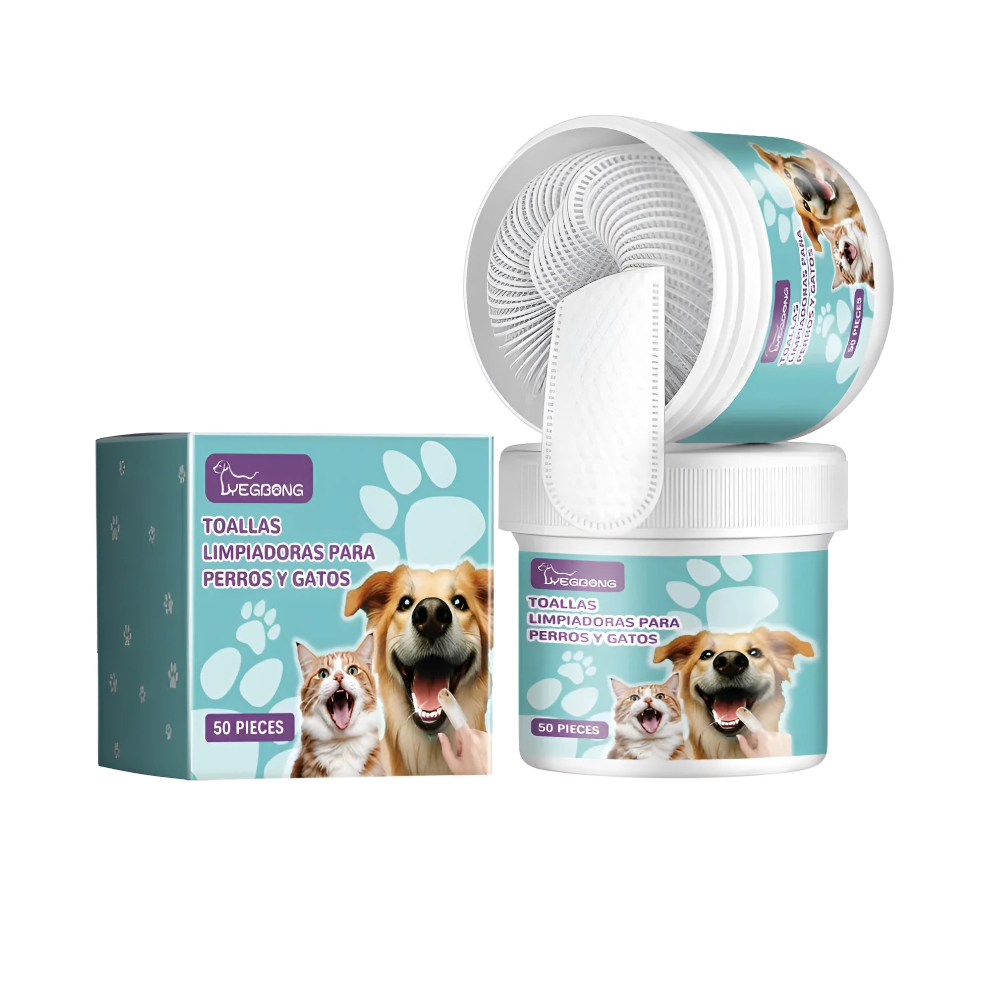 Soft fabric pet dental cleaning finger glove measuring 7.6 by 8.8 centimetres