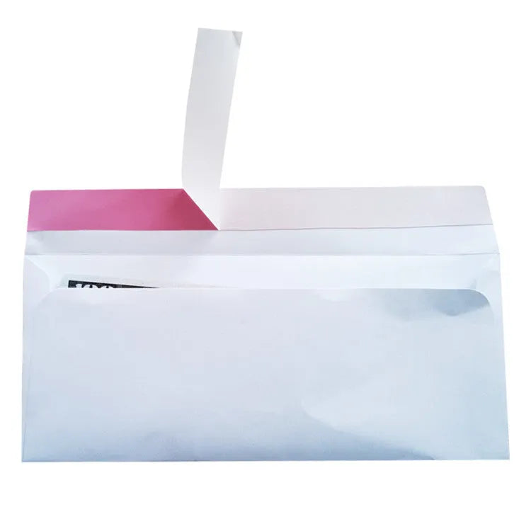 Blue confidential anti-opening security envelope showing self-adhesive seal, measuring 105mm by 240mm