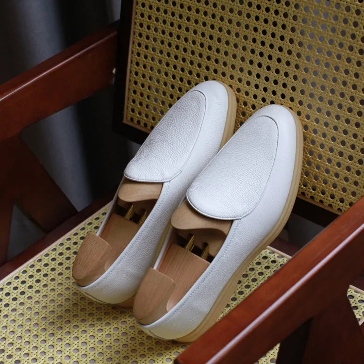 British handmade men's leather loafers in multiple colours with TPR beef tendon soles