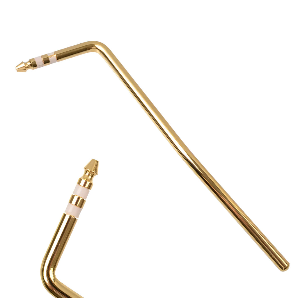 Guitar tremolo crank bar in black, blue, gold, and silver colour options on a white background.