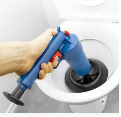 Plastic high-pressure drain blaster gun with four coloured suction cup adaptors for unblocking pipes.