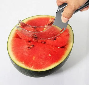 Silver stainless steel fruit cutter for watermelon hami melon pitaya pawpaw measuring 20.5 by 2.5 cm