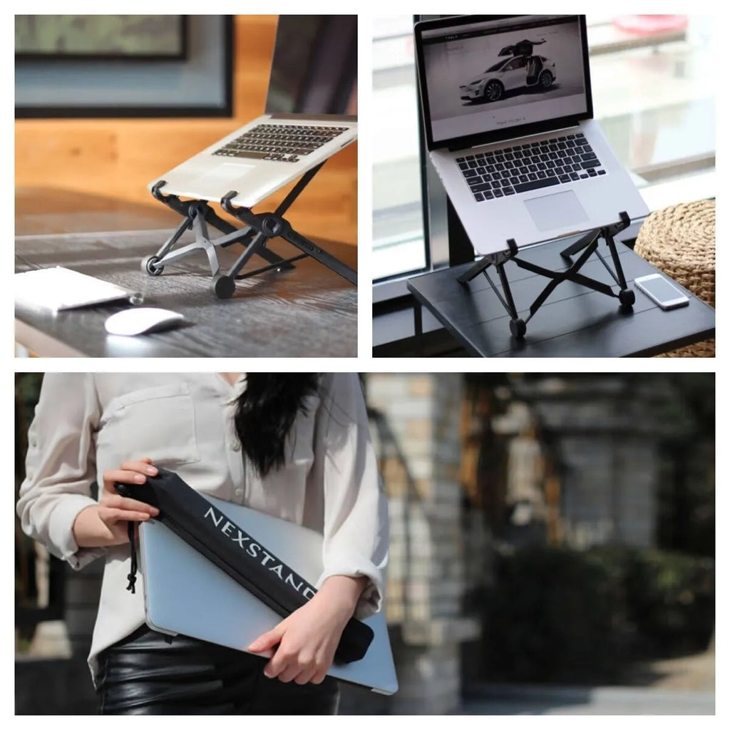 Portable folding laptop stand in sagacious black colour with carrying case