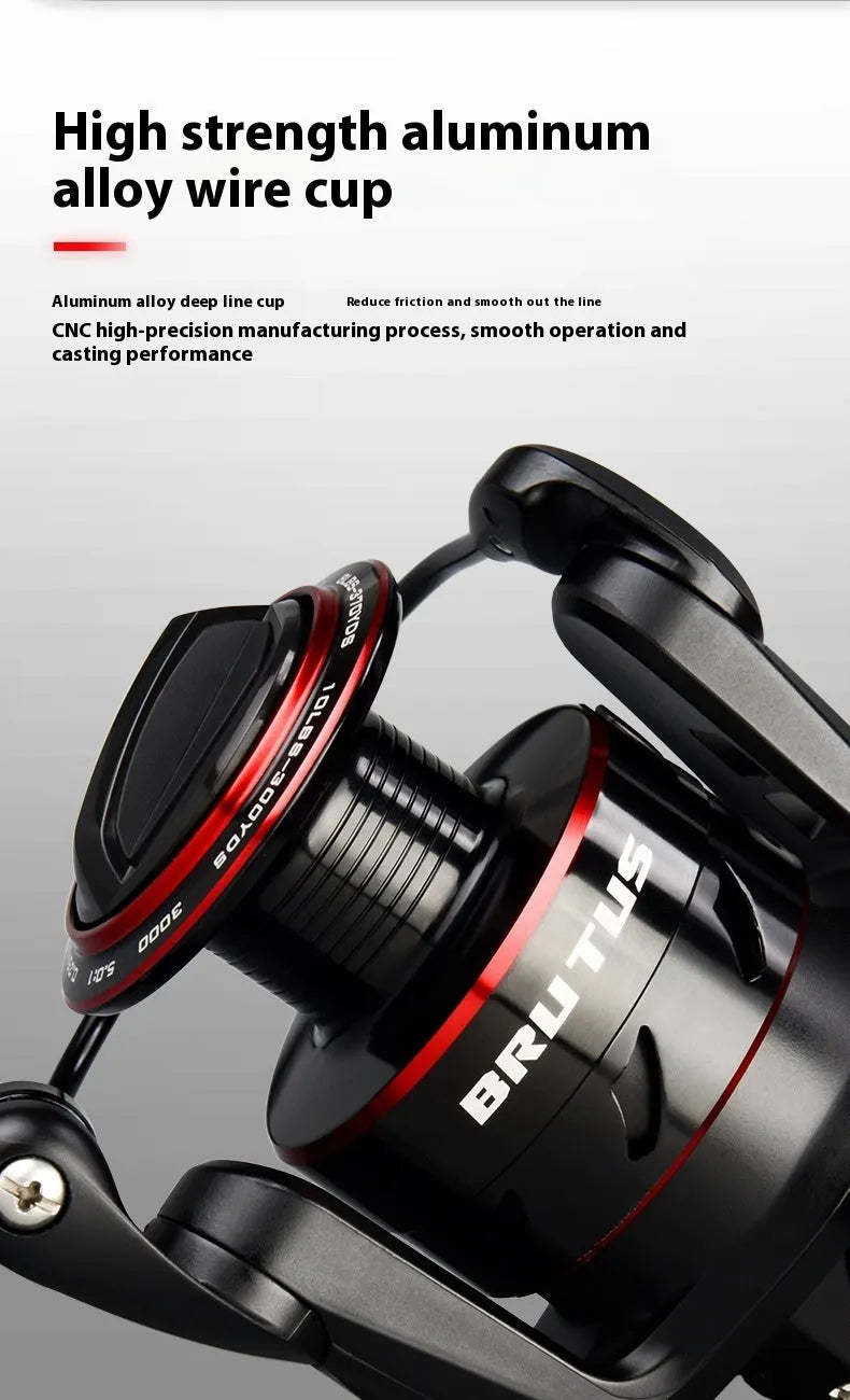 All-metal spinning fishing reel paired with telescopic fishing rod combo for lure fishing