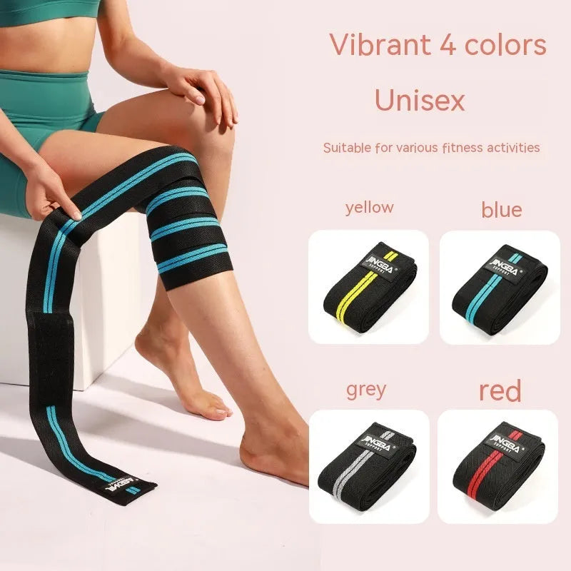 Adjustable sports knee pad for weightlifting and cycling, shown in blue colour.
