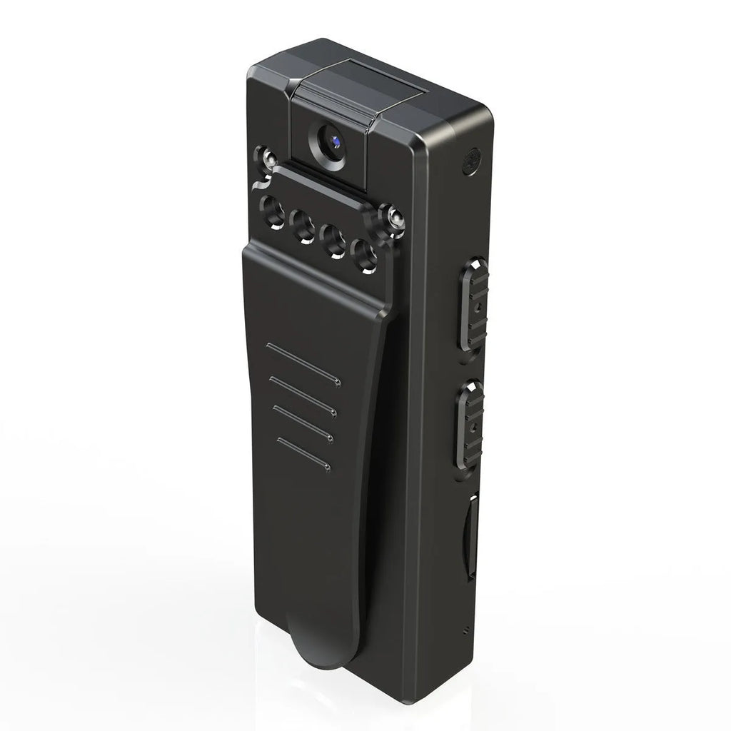 Black 1080p HD DV camera with 90-degree rotation capability for home monitoring and recording