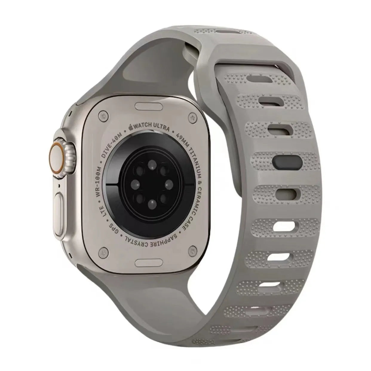 Fluoro rubber Apple Watch replacement strap with T buckle in multiple colour options.