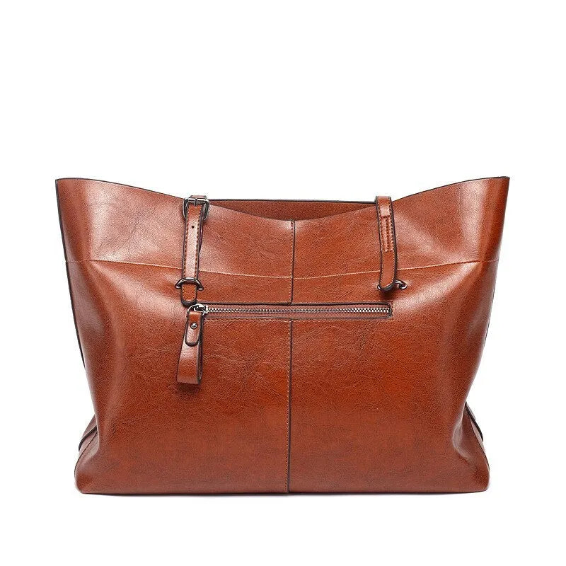 Casual waxed cowhide leather cross-body handbag in multiple colours showing internal compartments