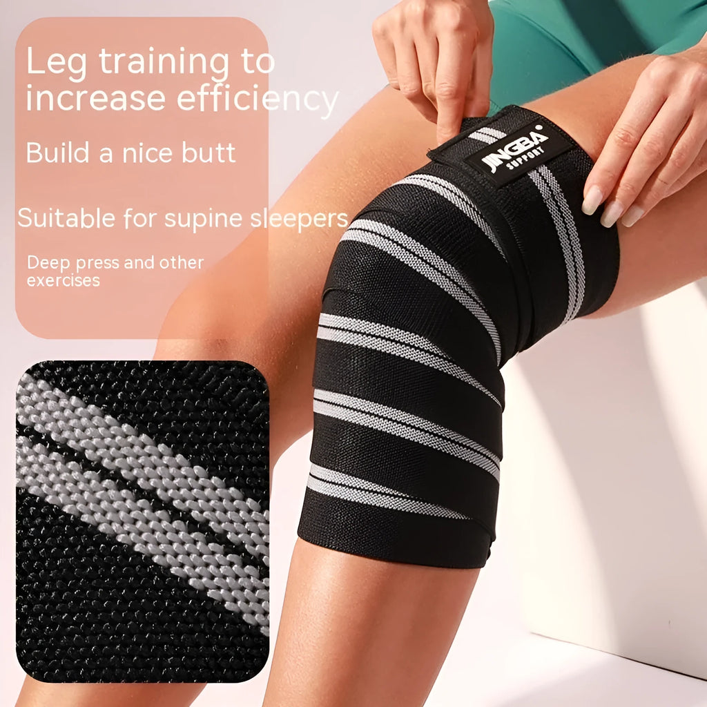 Adjustable sports knee pad for weightlifting and cycling, shown in blue colour.