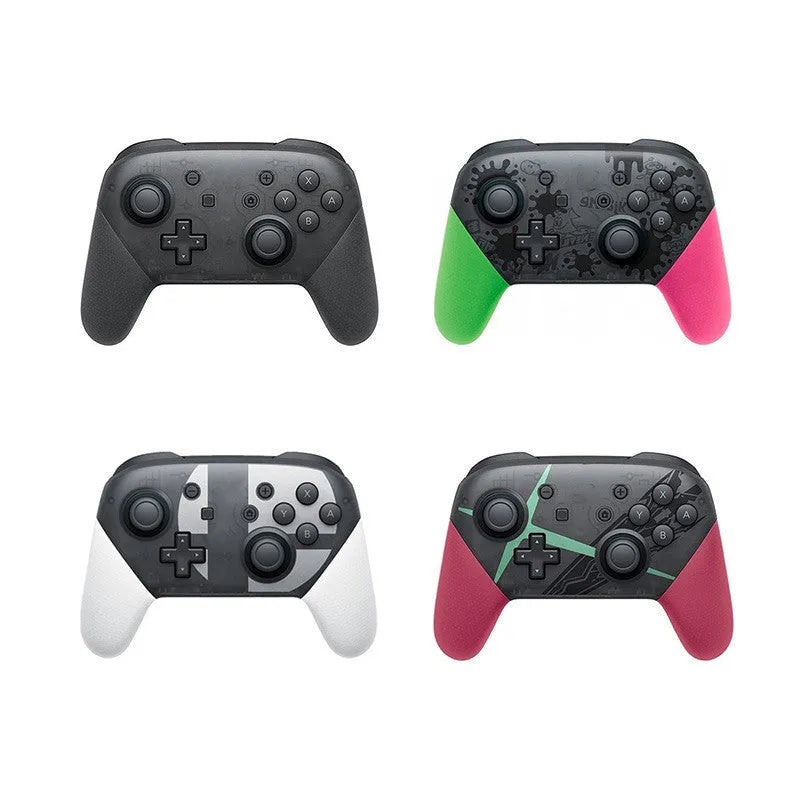 Wireless Bluetooth gamepad with vibration in black, white, red, or green colours for mobile phones.