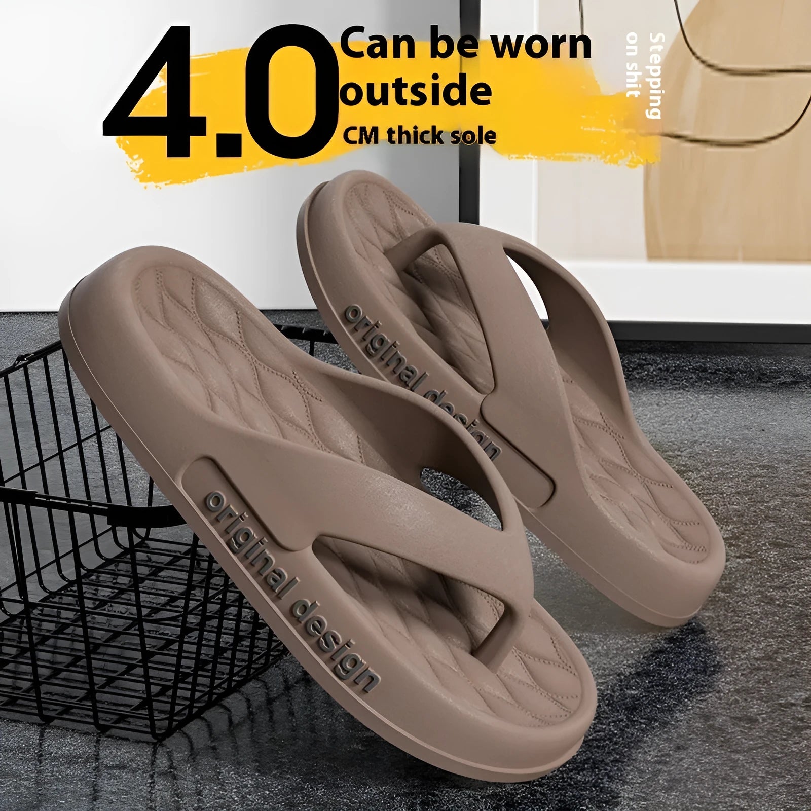 Men's black EVA flip-flops with an open-toe design and injection-moulded sole on a neutral background.