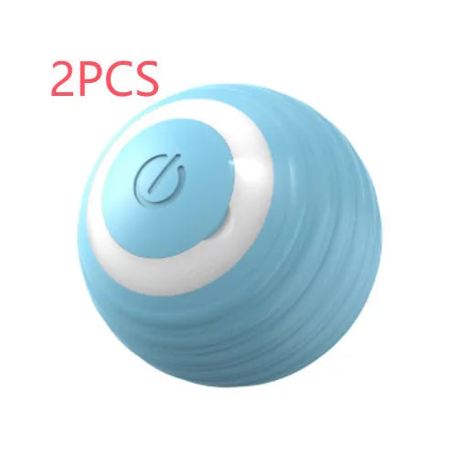Blue automatic smart cat toy ball with rechargeable moving and bouncing function