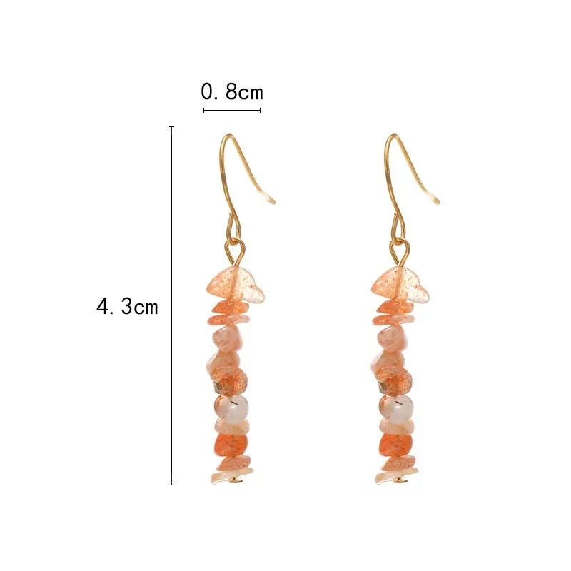 Natural crystal stone women's earrings, teardrop shape, natural stone inlay, six colour options, women's jewellery