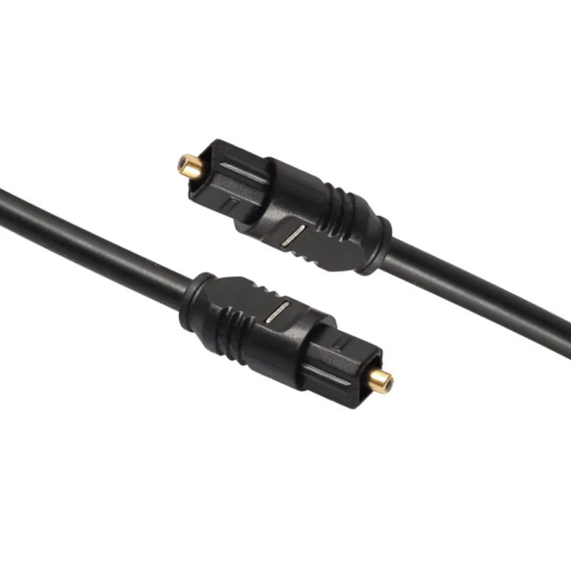 Black Toslink optical audio cable with square connectors and 2 metre length