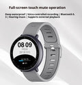 Gray MP3 player watch with 1.4-inch TFT screen, Bluetooth, loud speaker, and alarm clock on a wrist