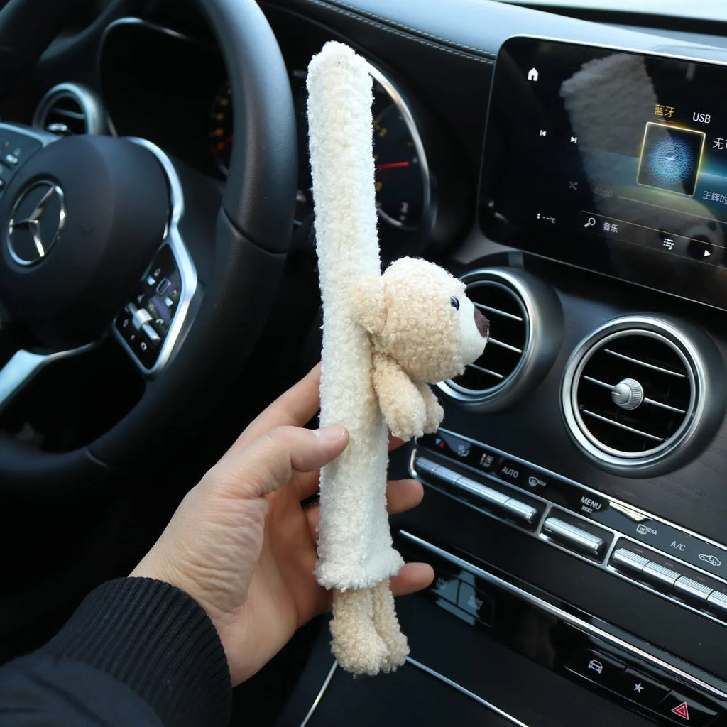 Plush lamb wool car seat belt shoulder protector with cartoon rabbit and bear designs