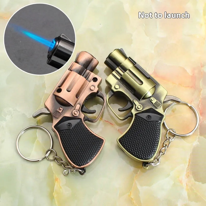 Metal keychain windproof toy lighter in four colours black bronze gold and red bronze