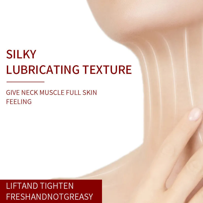 Jar of 120g roller neck cream for firming and wrinkle reduction with massage applicator.