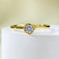 Minimalist silver crown ring with linear design in R962 gold or platinum electroplate finish.