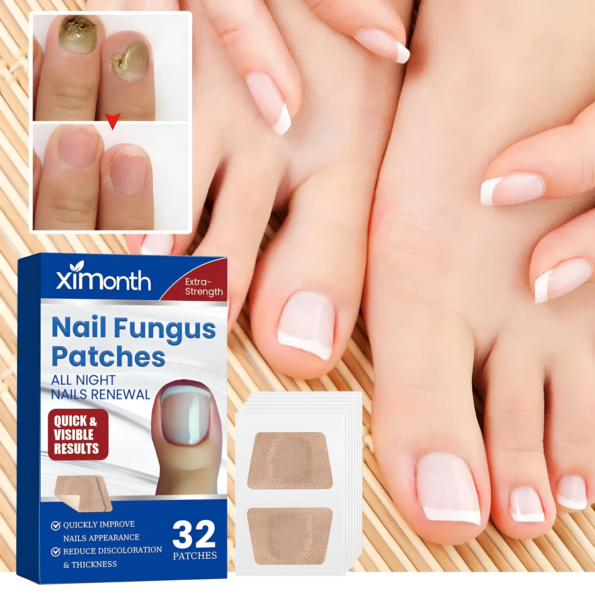 Nail nursing adhesive bandage repair patches box containing 32 patches measuring 6.1x3.5cm