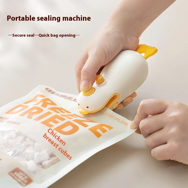 Yellow duck animal jacquard rechargeable sealing machine with USB charging cable