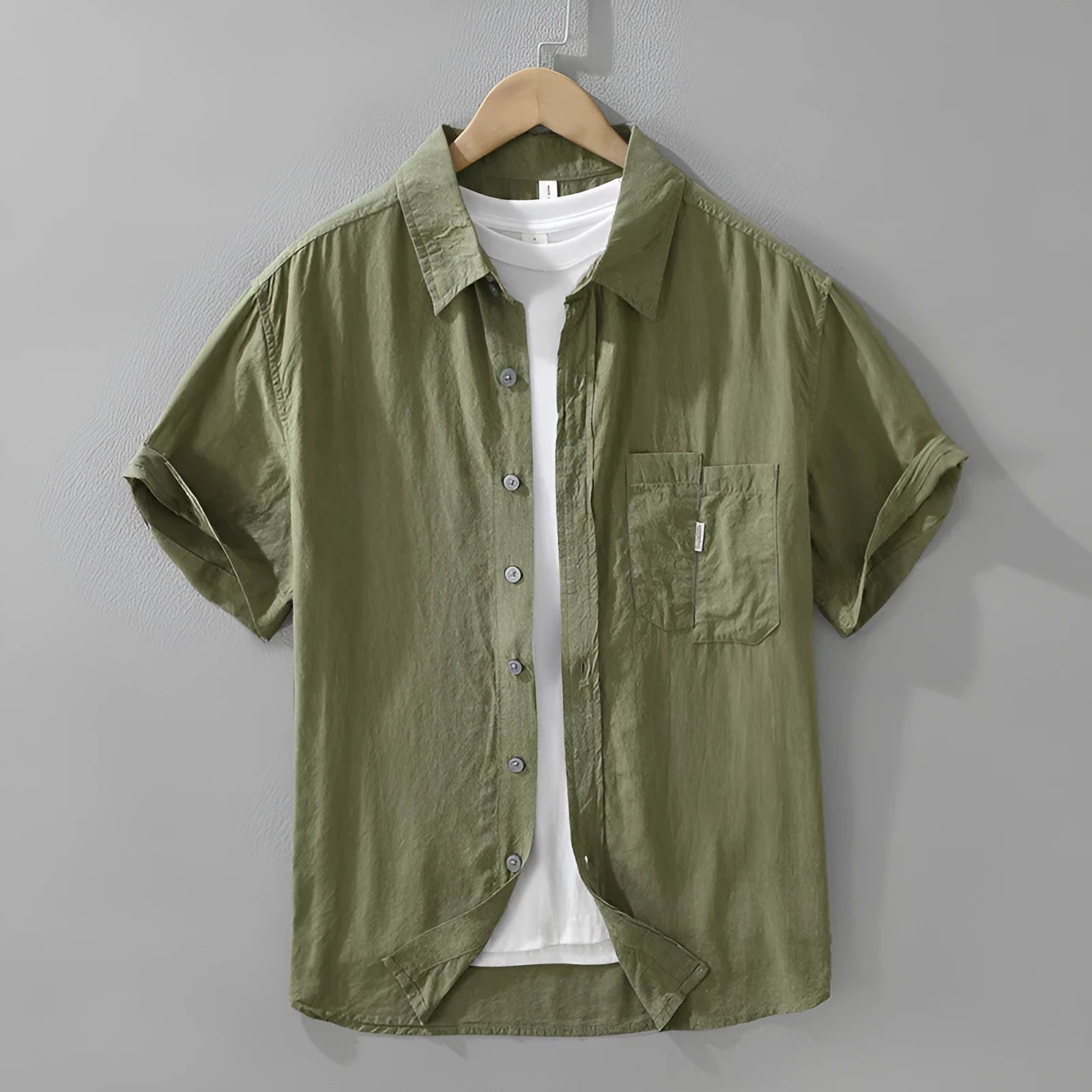Loose casual lyocell top in cardigan style with short sleeves available in black green purple colours