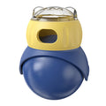 Owl-shaped tumbler cat puzzle feeder in Morandi yellow and blue colours