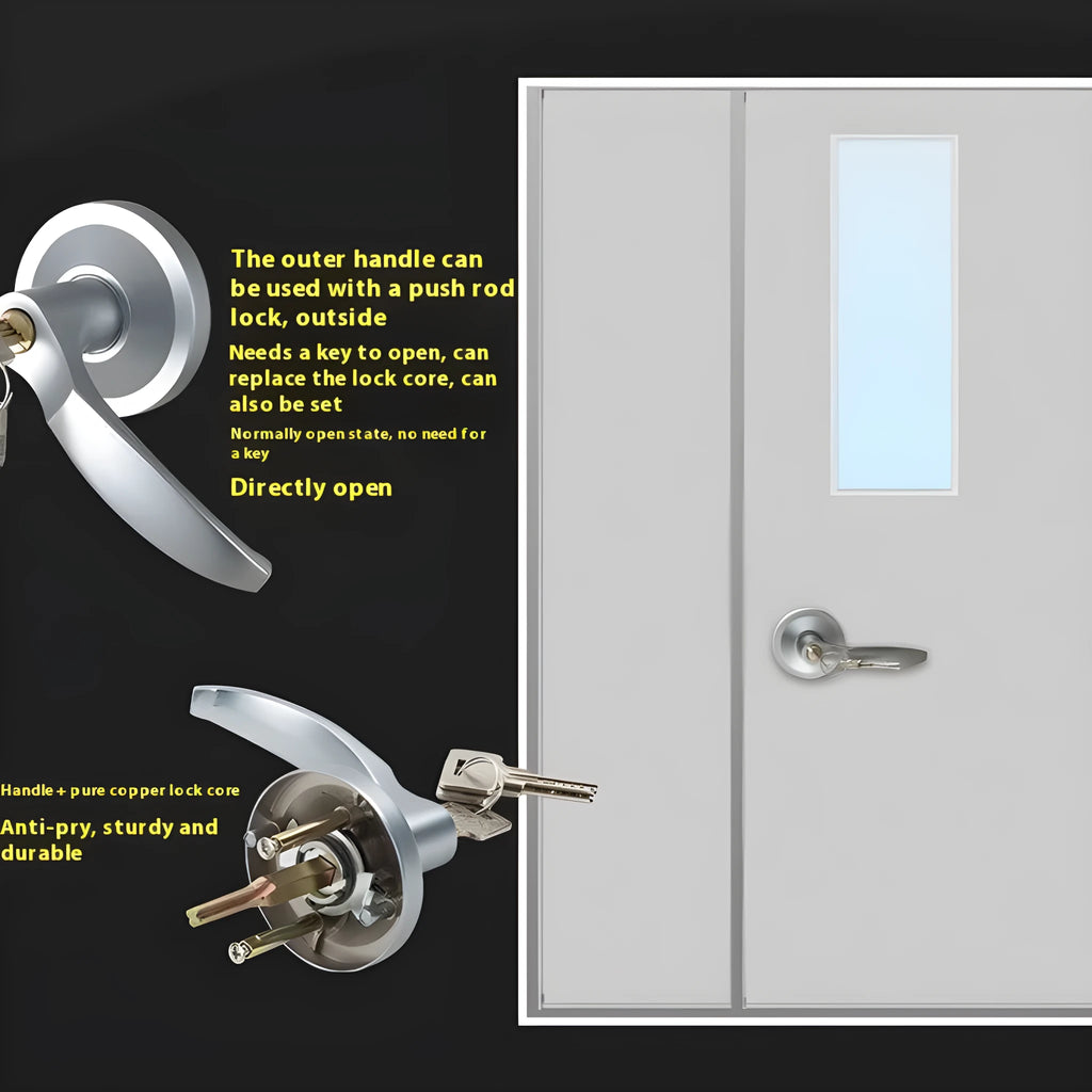 Stainless steel fireproof door push lock with external handle for single doors
