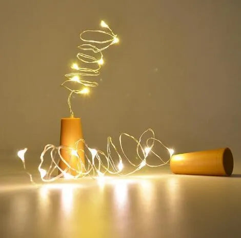 Flexible silver wire LED string lights with cork stopper for wine bottle decoration