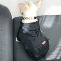 Cotton two-legged dog sunscreen clothing in black and red for outdoor use