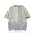 Men's loose fit cotton blend ripped short sleeve pullover in blue casual t-shirt style