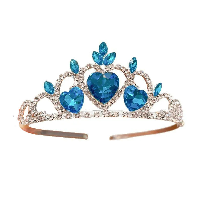 Children's pink crystal crown metal headband hair accessory for princess dress-up.