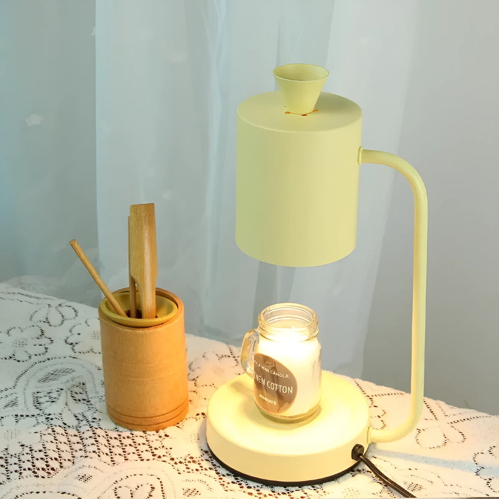 European-style metal aromatherapy wax melting lamp with dimmer switch and white finish