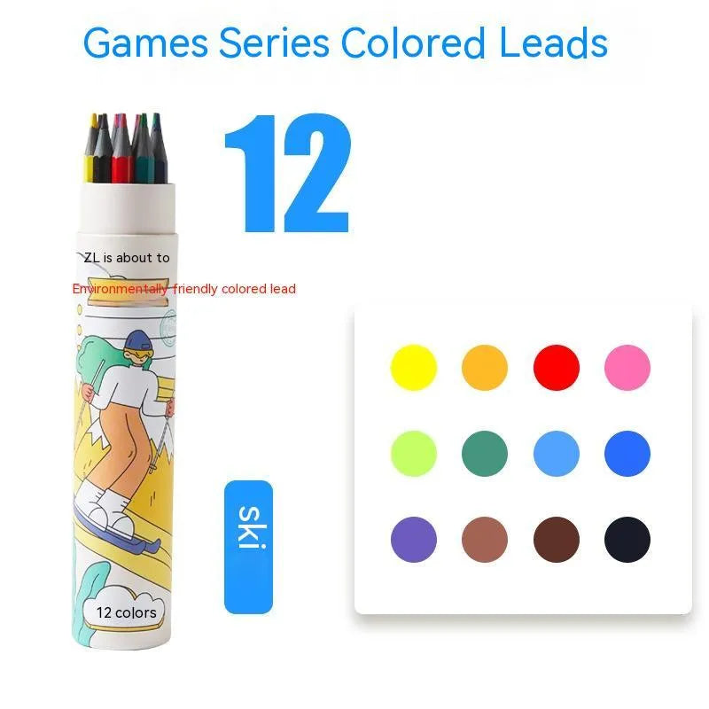 Zhenglin Sports Series colour pencils with paper barrel in multiple colour set configurations